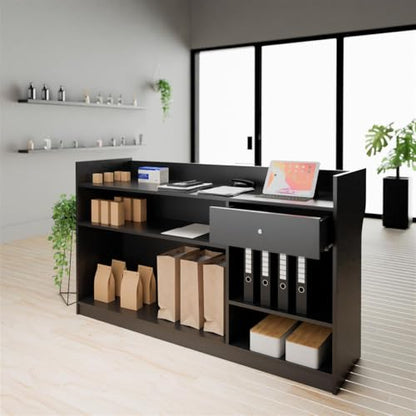 Displays2go Free-Standing Black Melamine Register Stand