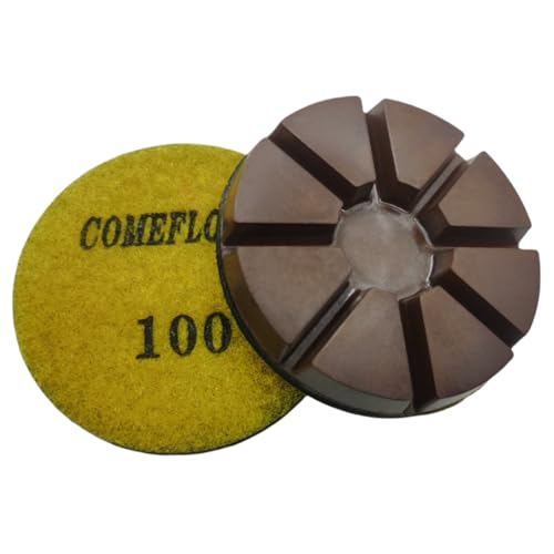 Hybrid Transitional Diamond Polishing Pucks for Concrete Terrazzo Floor, Aggressive Hook and Loop Grinding Pads, 3 Inch Sharp Copper Bond Disc, 100#, 3PCS - style: 100#