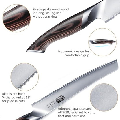 HOSHANHO Bread Knife 10 inch, Ultra Sharp Japanese Serrated Bread Knife - size: 10"