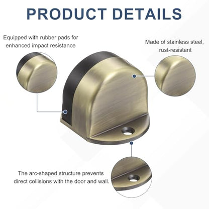 uxcell Low Dome Floor Door Stop 1.5" H x 1.65" W, Stainless Steel - color: Bronze