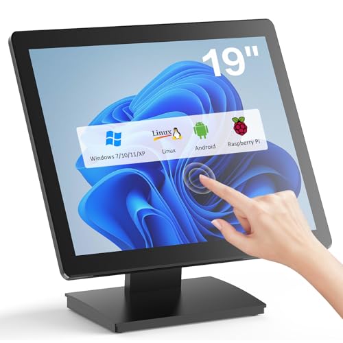 19 inch POS Touch Screen Monitor, Full HD 1280 x 1024 Capacitive Touchscreen with HDMI/VGA Input, Heavy-Duty Metal Stand, for Retail, Restaurant, Bar, Gym, Warehouse and POS System