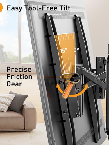 Perlegear Advanced Tilting TV Wall Mount for 42–90 inch TVs up to 150 lbs - size: Fits 42-90" TVs / Max 24" Wood Stud