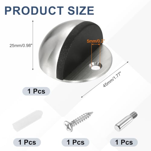uxcell Low Dome Floor Door Stop, 45mm Dia. Stainless Steel Door Stopper - color: Silver Tone