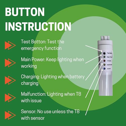 E2 LIGHTING 4ft T8 LED Bulbs, Emergency Battery, 4000K, 18W, 5 Pack - color: 4000k, size: 4 Feet