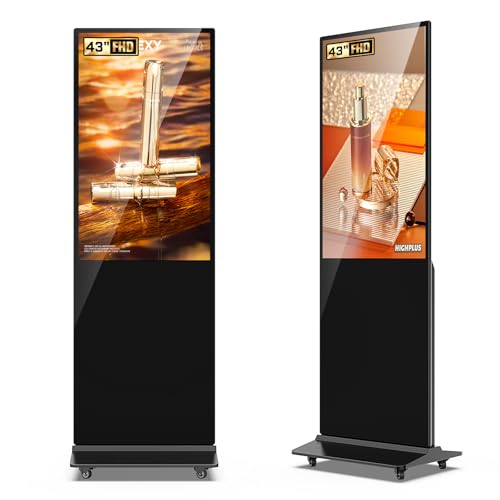 32/43/55/65 Inch Digital Signage Display, LCD Screen Advertising Display Kiosk Interactive Totem Floor Standing Auto AD Player with USB/HDMI/WiFi Android OS (43'' Non-Touch) - size: 43-Inch, style: NonTouch Screen