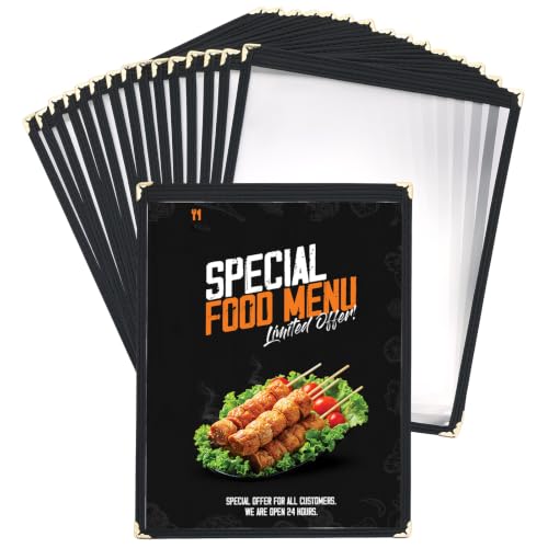 NATGAI 15 Pack 1 Page 2 View Menu Covers 8.5 x 11 Clear Menu Holder - size: 1 Page 2 View