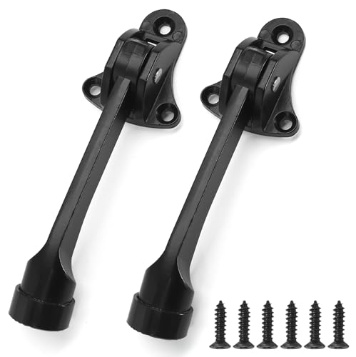 Jiozermi 4 Inch KickDown Door Stopper, Black, 2pcs - color: Black