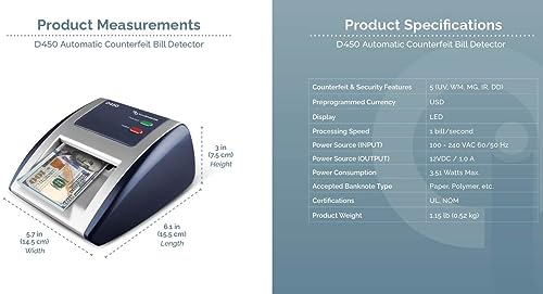 AccuBANKER D450 Counterfeit Bill Detector, 5 Point Detection, 2 Pack - size: 2 Pack