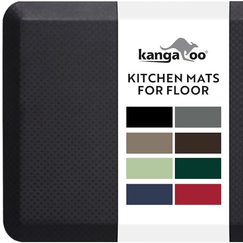 KANGAROO Cushioned Anti Fatigue Kitchen Mats for Floor, 17x24 Black - color: Black, size: 24" x 17" x 0.8"