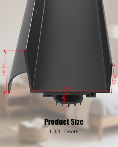 1 Pcs 1-3/4" x 36" U Shaped Aluminum Door Bottom Sweep, Black - size: 1 Pcs,Black