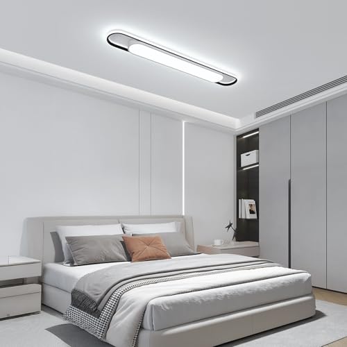 4Ft Cool White Modern LED Ceiling Lighting,65W Metal Linear Ceiling Lamp,6500K High Brightness Simple Long Light for Kitchen Dining Living Room Laundry, Garage Cloakroom Lighting (48Inch) - color: Cool White (6500K/NOT Dimmable ), size: 4 FT (48 Inch / 12