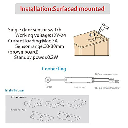VST Single Door IR Sensor Switch for LED Lights, Silver(DC 12/24V 3A) - color: Silver