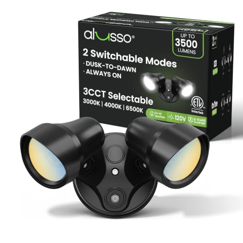 ALUSSO Dusk to Dawn Outdoor Lighting 30W 3500LM 3CCT 3000K/4000K/6500K 120V - color: Black Dusk to Dawn 30W
