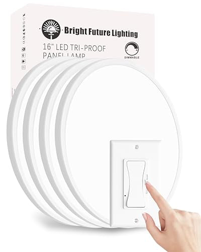 4Pack 16 Inch Dimmable LED Flush Mount Ceiling Light Panel,32W 3480LM,2700K-6000K 5 CCT Selectable,Ultra Thin Round White Ceiling Light Fixture for Hallway Kitchen Bedroom Home Office Bathroom - color: White, size: 16 INCH 4PK Dimmable 5CCT