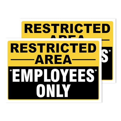 Restricted Area Employees Only Signs Outdoor - Rust Free Aluminium Metal No Entry Sign, UV Protected, Waterproof, Durable Ink Weather Resistant, Easy to Install & Read - 2 Pre-drilled Holes - color: Pack of 2, size: 8"x12"