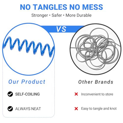 Security Cable Lock 2 Pack, 5FT Self-Coiling Stainless Steel Double Loop Cable, Flexible Anti-Theft Wire for Luggage, Bike, Helmet & Travel Gear (Blue) - color: Blue
