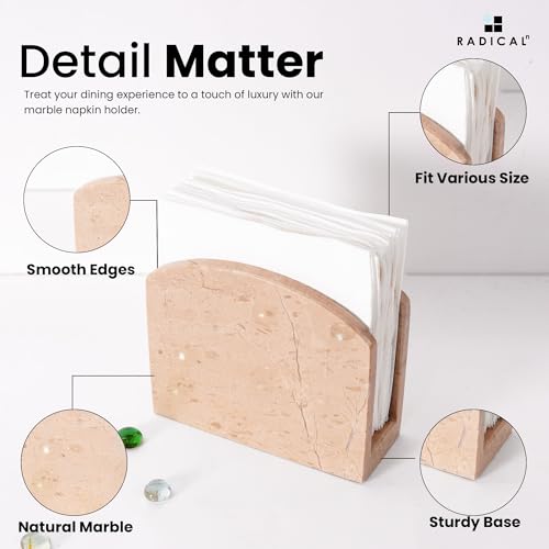 Radicaln Marble Napkin Holder for Table, 6.5 Inch Paper Napkin Organizer - color: Verona