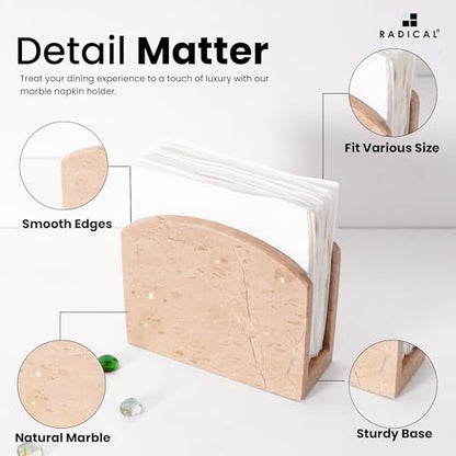 Radicaln Marble Napkin Holder for Table, 6.5 Inch Paper Napkin Organizer - color: Verona