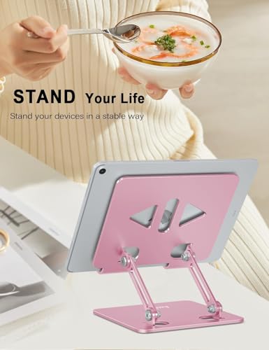 Aoviho Tablet Stand for Desk,Adjustable Tablet Holder,Rose Gold - color: Rose Gold