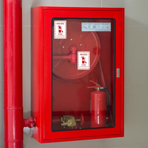 6PCS Fire Extinguisher Inside Sign Stickers,Self Adhesive Vinyl Waterproof and Scratch Resistant Safety Fire Extinguisher Label Waterproof, Suitable for Cars, Trailers, Rv's, Trucks and Vehicles Red on White 3.5"x2.3" - color: Fire Extinguisher Inside 482