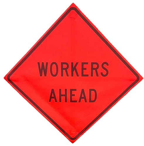 36"x36" Workers Ahead Orange Mesh Roll-Up Signs 4-Pack - color: Workers Ahead