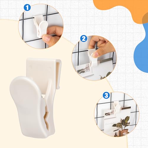 14 PCS Grid Wall Accessory Hooks Siding Clips to Hang Things Wall - color: White 14PCS