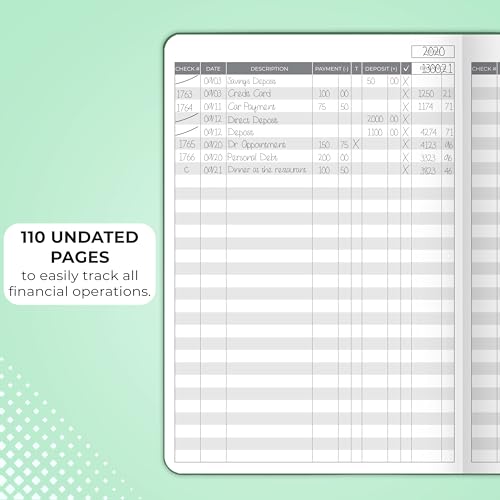 Clever Fox Check Register Book, Checkbook Ledger, 5.8x8.3 Dark Green - color: Dark Green, size: A5 (5.8'' x 8.3'')