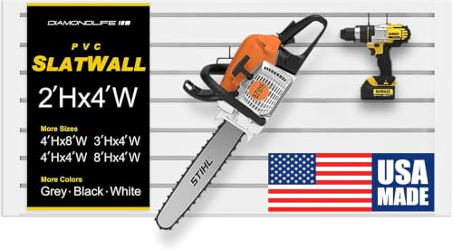 Heavy Duty 2'H x 4'W PVC Garage SlatWall Storage System (with Endcaps & Screws) - Modular Slat Wall Paneling for Garage Wall Organizer - Interlocking SlatWall Panels for Home & Commercial Use (White) - color: White, size: 2'H x 4'W
