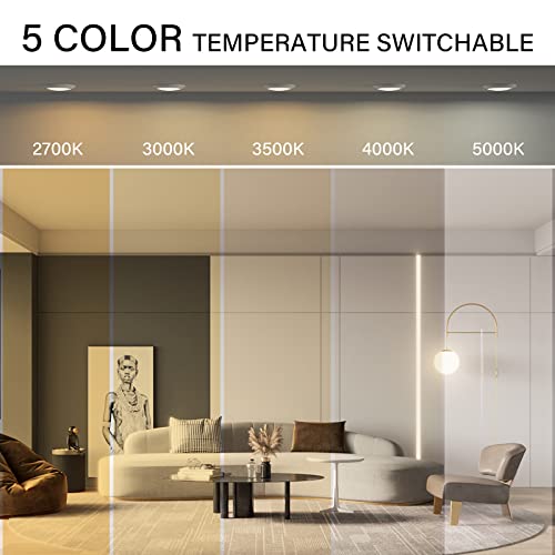 ZAGO 20 Packs 5CCT Switchable 6 Inch LED Disk Light Surface Mount Low Profile Recessed Retrofit Ceiling Fixture for J Box, Dimmable, 120V, 15W, 920LM, CRI>80, ETL, Wet Location - color: 5CCT Switchable White