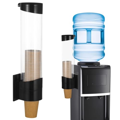 Disposable Paper Cup Dispenser,Water Cooler Pull Type Cup Holder Fits 7oz-12oz Cups,Wall-Mounted Cup Organizer for Water Coolers, Pull-Type Paper Cup Holder with Adhesive and Screws