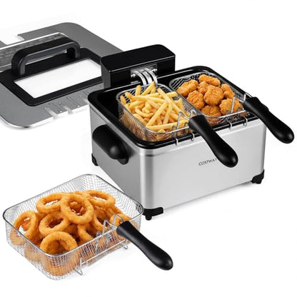 COSTWAY Deep Fryer w/Touch Screen, 5.3-Qt/5L Electric Fryer, 1700W, Silver - color: Silver, size: 5.3 Qt (5 L)
