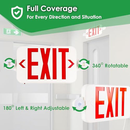 Gruenlich Exit Sign with Emergency Light, Battery Backup, 12 Pack - size: 12-pack