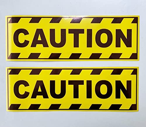 Outdoor/Indoor (2 Pack) 9.8" x 3.3" - Caution - Notice Warning Sign Back Self Adhesive Yellow Vinyl Decal Label Sticker