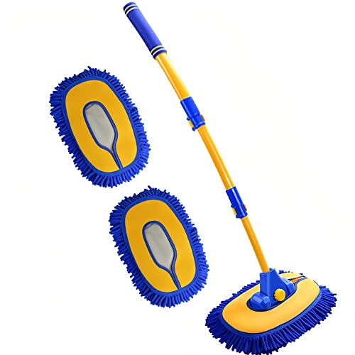 Mveqrrn Scratch-Free Car Wash Brush, Extendable Long Handle Mop (Blue) - color: Blue-002