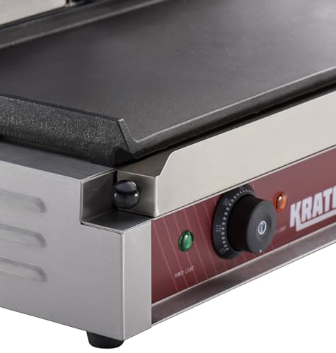 Kratos Commercial Electric Panini Sandwich Grill with Smooth Plates - size: Large w/ Smooth Plates