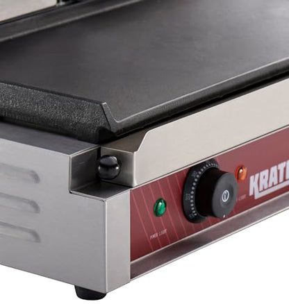 Kratos Commercial Electric Panini Sandwich Grill with Smooth Plates - size: Large w/ Smooth Plates