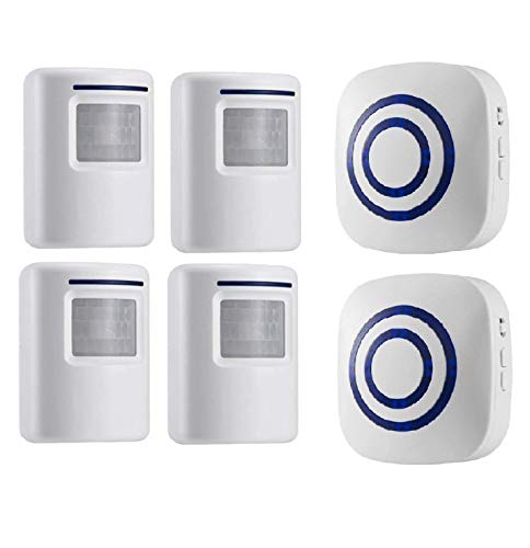 Motion Detector Sensor Alarm, SiegenPro Driveway Alarm Wireless, Home Security Business Motion Sensor Alarm Indoor Outdoor Weatherproof (YF-0256, 2 Receivers and 4 Sensos) - color: 2 Receivers and 4 Sensos, style: YF-0256
