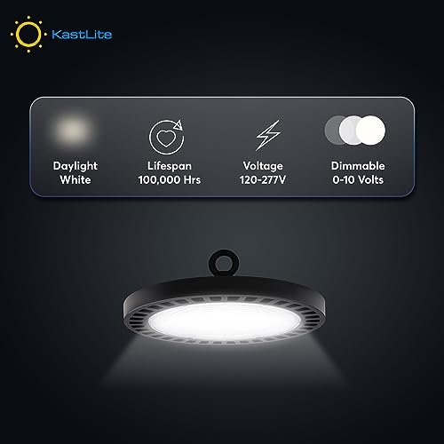 KASTLITE 150W LED Round UFO High Bay Light, 5000K, Dimmable, Bronze - color: 5000K Daylight, size: Medium - 22000 Lumens