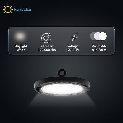 KASTLITE 150W LED Round UFO High Bay Light, 5000K, Dimmable, Bronze - color: 5000K Daylight, size: Medium - 22000 Lumens