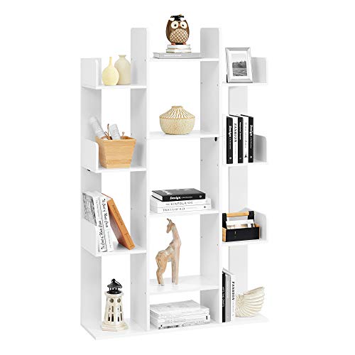 VASAGLE Bookshelf with 13 Storage Shelves, 9.8 x 33.9 x 55.1 Inches - color: White, style: 5-Tier (33.9"W)