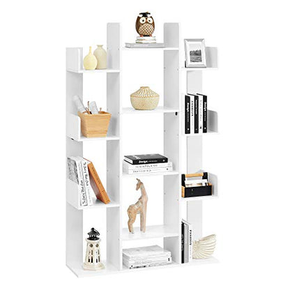 VASAGLE Bookshelf with 13 Storage Shelves, 9.8 x 33.9 x 55.1 Inches - color: White, style: 5-Tier (33.9"W)