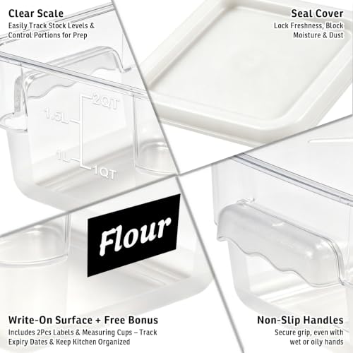 2 Pack 2QT Square Food Storage Containers with Lids, Clear, NSF - color: White, size: 2Qt-2 Pack