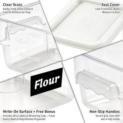 4 Pack 2QT Commercial Clear Food Storage Containers with Lid, NSF - color: White, size: 2Qt-4 Pack