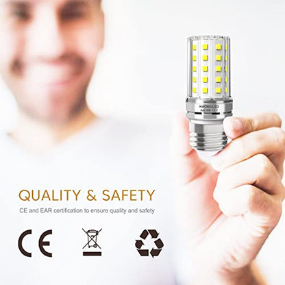 E26 10W LED Light bulbs, 6000K Daylight White, 1000 lumen, 100 Watt Equivalent Incandescent Bulbs, Non-dimmable Edison Candelabra Ceiling Fan led Bulbs, Flicker Free, Tubular LED Corn Bulb, 5 Pack - color: 6000k Daylight White