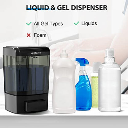 Manual Soap Dispenser, 23.7oz/700ml Wall Mount Soap Dispenser, Large Capacity Kitchen Bathroom Hand Soap Pump, Commercial Refillable Shampoo Shower Gel Lotion Dispenser, Black - color: Black 700ml