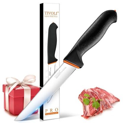TIVOLI 6 Inch Straight Boning Knife - Butcher Knife with Non-Slip Softgrip - size: 6"