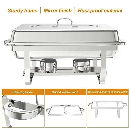 2 Pack 9QT Rectangle Stainless Steel Chafing Dish Buffet Set - color: Silver