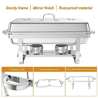 2 Pack 9QT Rectangle Stainless Steel Chafing Dish Buffet Set - color: Silver
