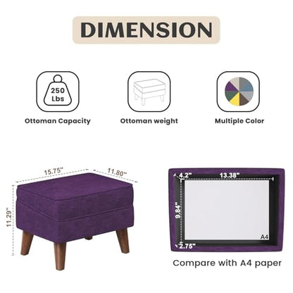 FAGAGA Storage Ottoman, Small Foot Stool Ottoman with Adjustable Lid - color: Purple, size: 11.8"D x 15.8"W x 11.3"H
