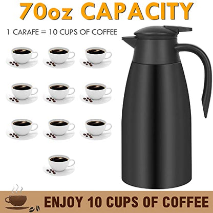 70oz Thermal Coffee Carafe Insulated Coffee Thermos, Stainless Steel Insulated Vacuum Coffee Carafes For Keeping Hot, Double Walled Insulated Vacuum Flask, Tea Water Coffee Dispenser Airpot - color: Black